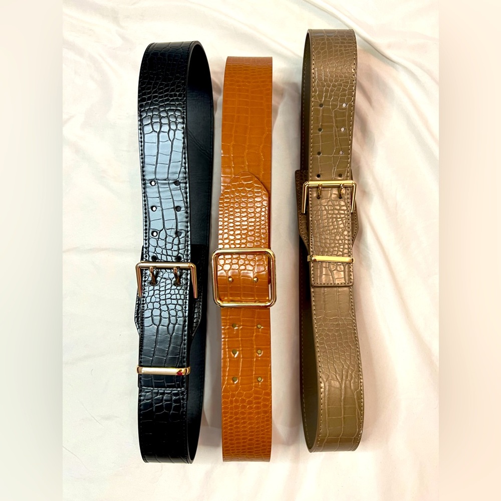 Nwot Set Of Three (3) Wide Belts - image 1